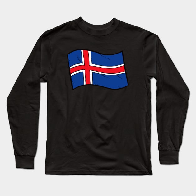 Flag of Iceland Long Sleeve T-Shirt by Baddest Shirt Co.